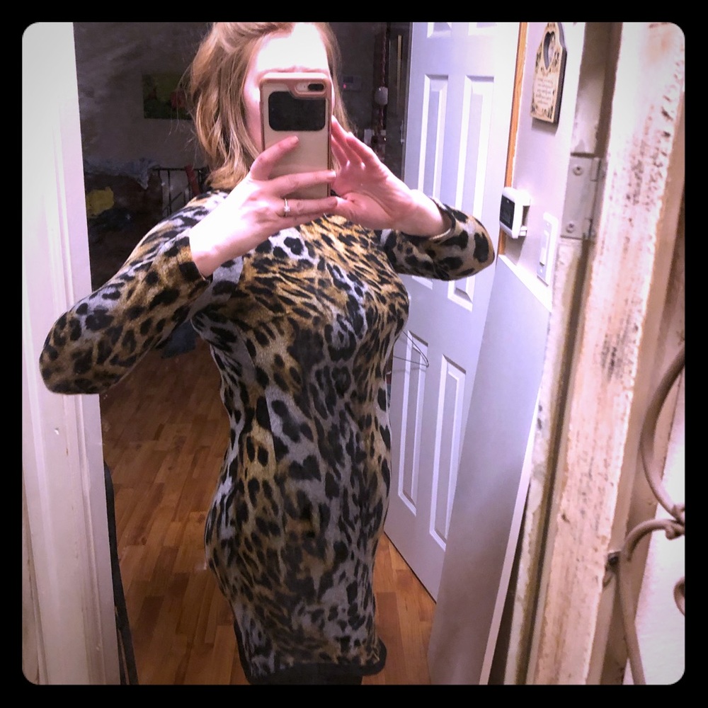 Sexy leopard print sweater dress! Warm & cozy too!